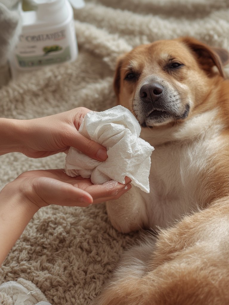 Should You Buy Wahl USA Pet Refresh Dog Wipes for Sensitive Areas? 2 dog wipes in action