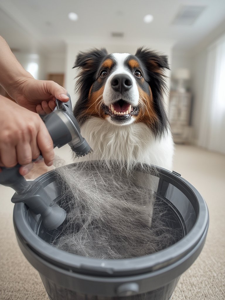 dog vacuum in action