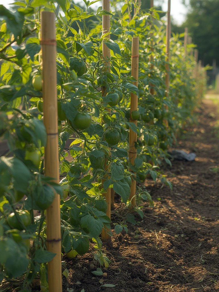 bamboo stakes in action