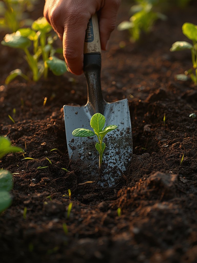 gardening trowel in action