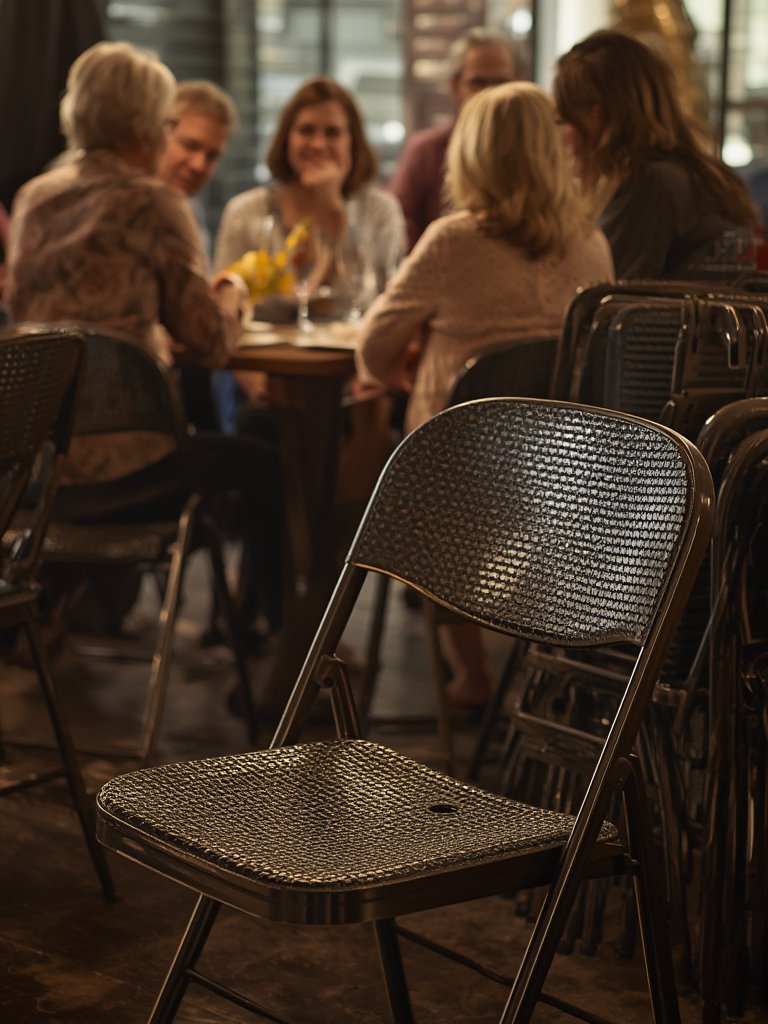 folding chairs in action