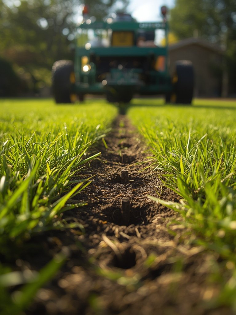 lawn aerator in action