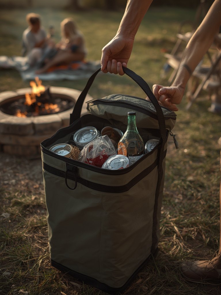 collapsible trashcan in action