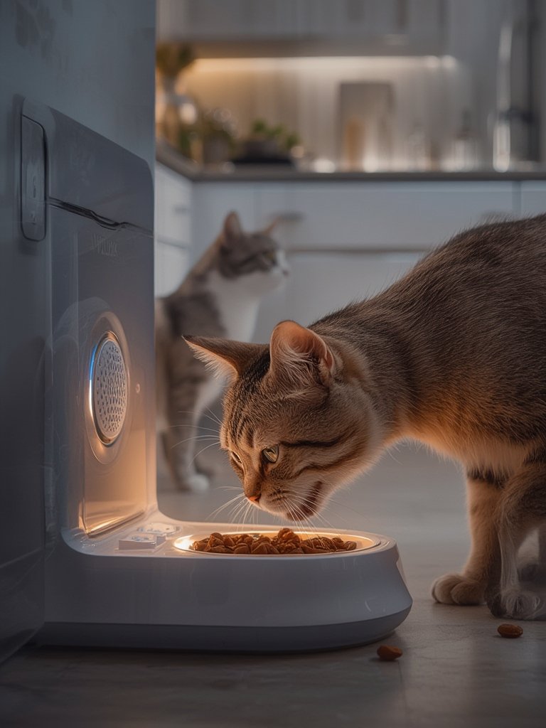 Should You Choose the VOLUAS Automatic Feeder for Hassle-Free Cat Mealtimes? 2 automatic feeder in action