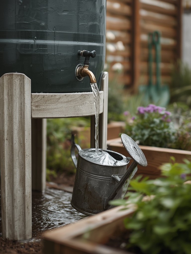 rain barrel in action