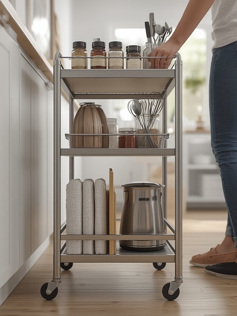 VASAGLE Narrow Storage Cart for Tight Kitchen or Laundry Spaces: Is It a Good Fit? 2 storage cart in action