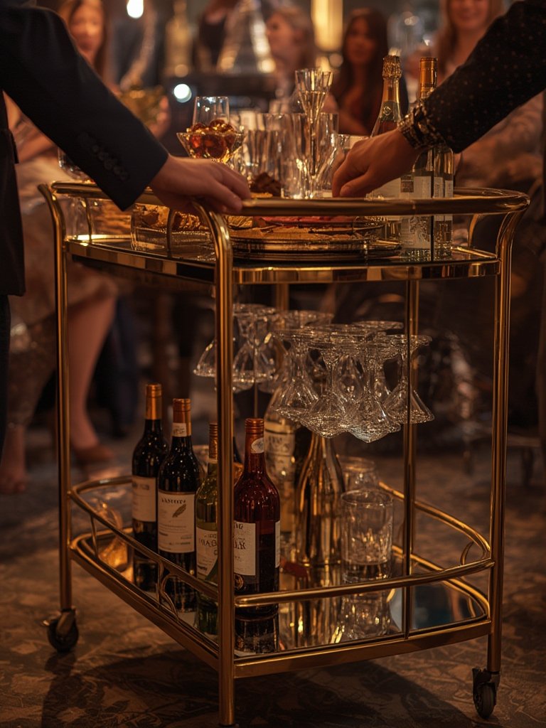 VASAGLE Gold Bar Cart Pros and Cons for Small Apartment Entertaining 2 bar cart in action