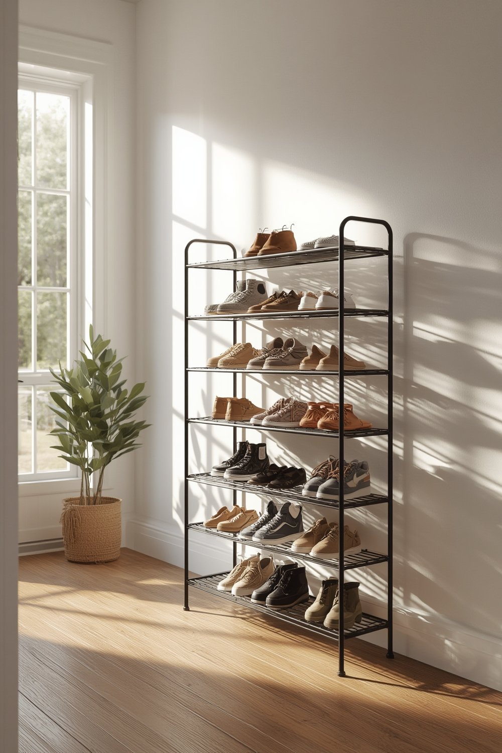 SONGMICS 4-Tier Stackable Shoe Rack Review: Adjustable Metal Entryway Organizer 1 shoe rack product view