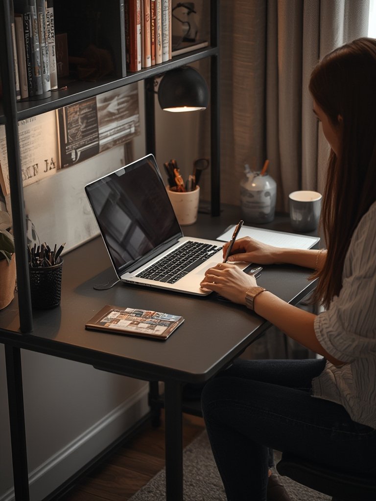 computer desk in action