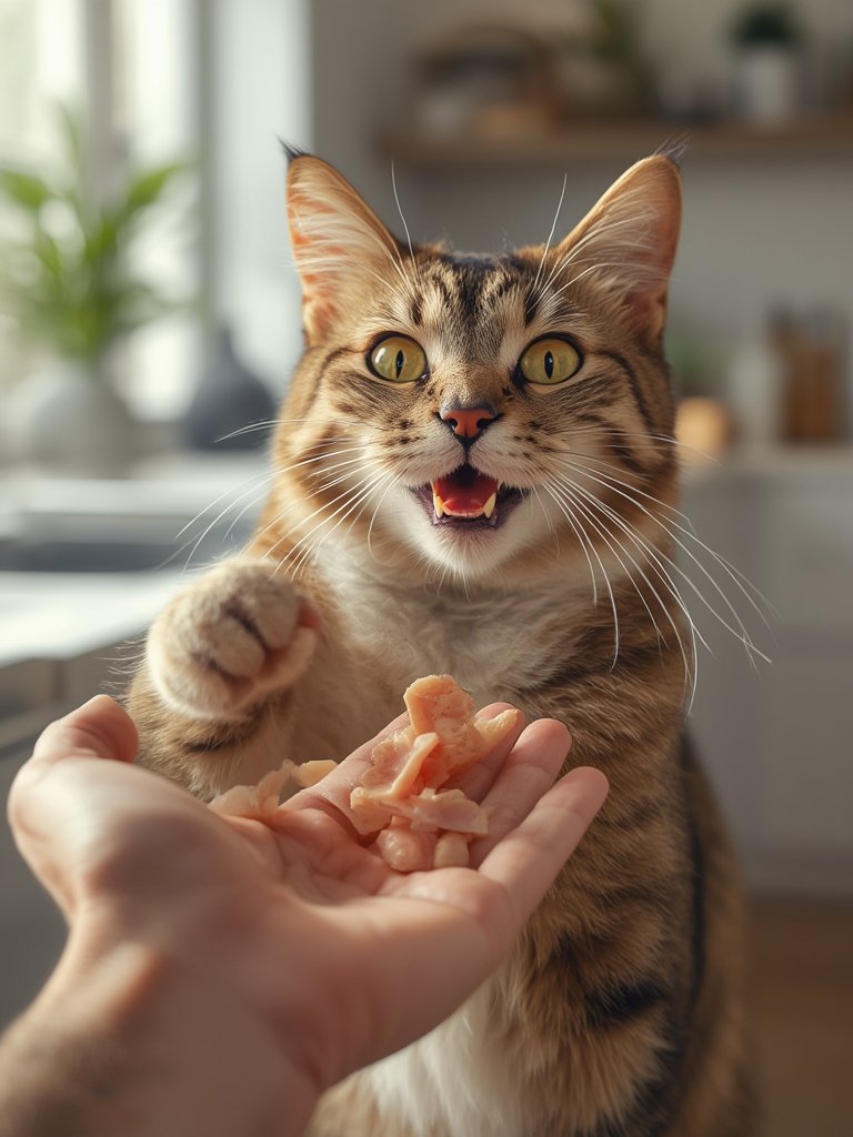 Chicken treats in action