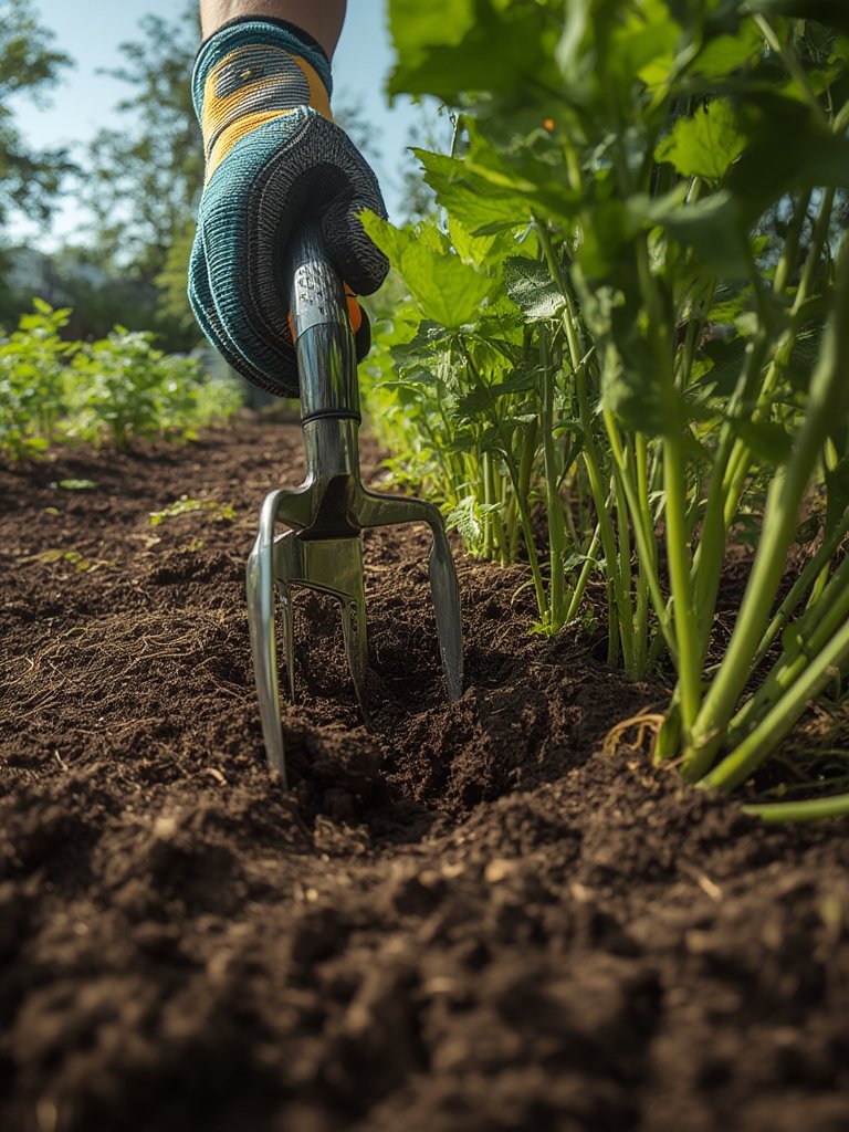 garden cultivator in action