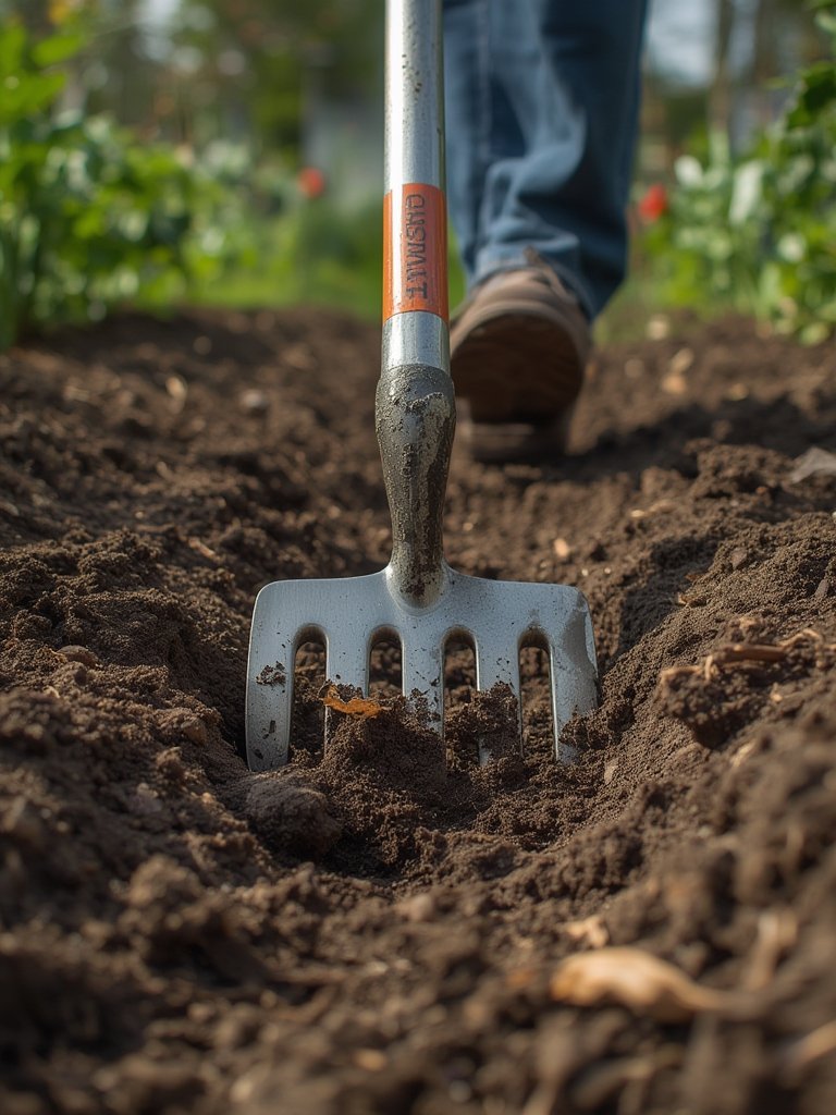 garden tiller in action