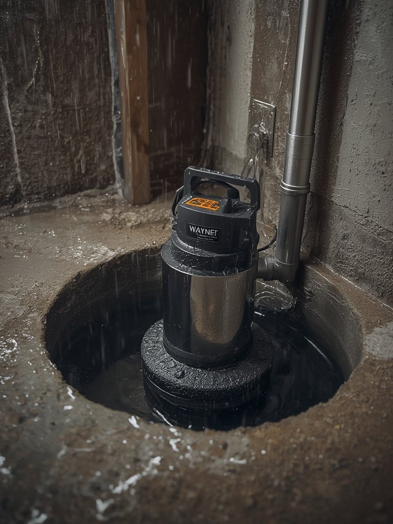 sump pump in action