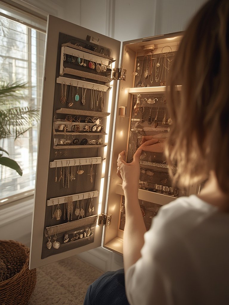 Nicetree Jewelry Armoire Review: Worth Buying for Storage? 2 jewelry armoire in action