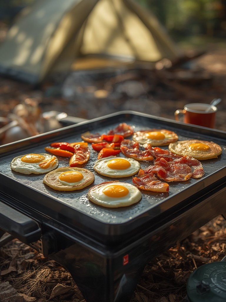portable griddle in action