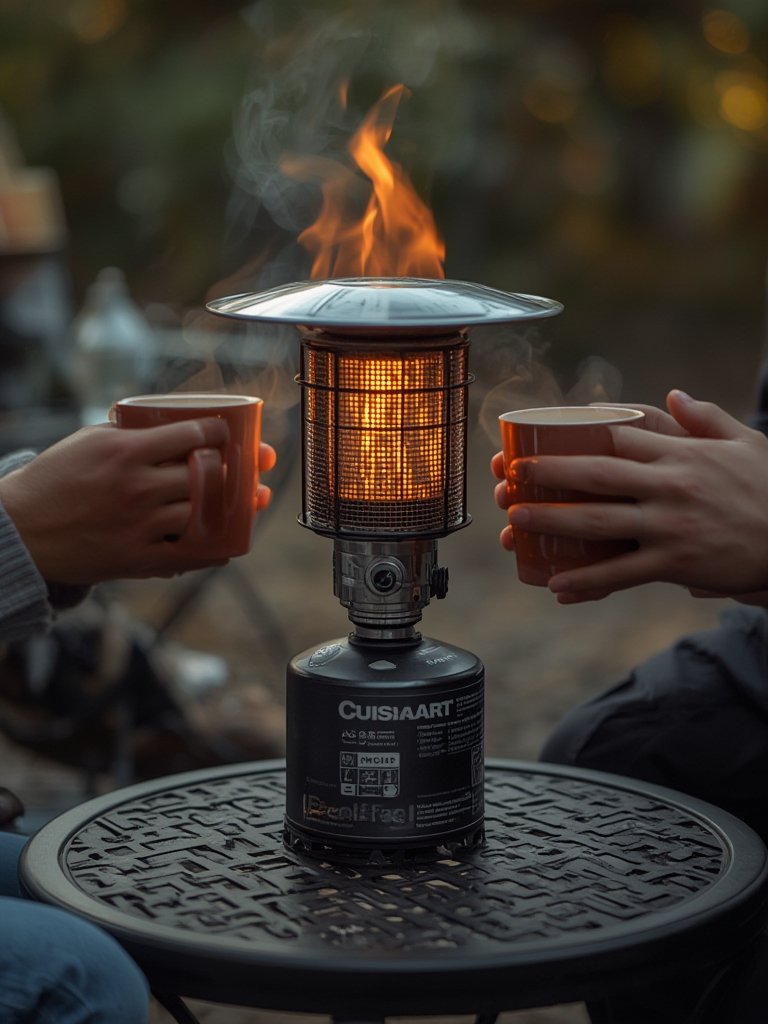 patio heater in action