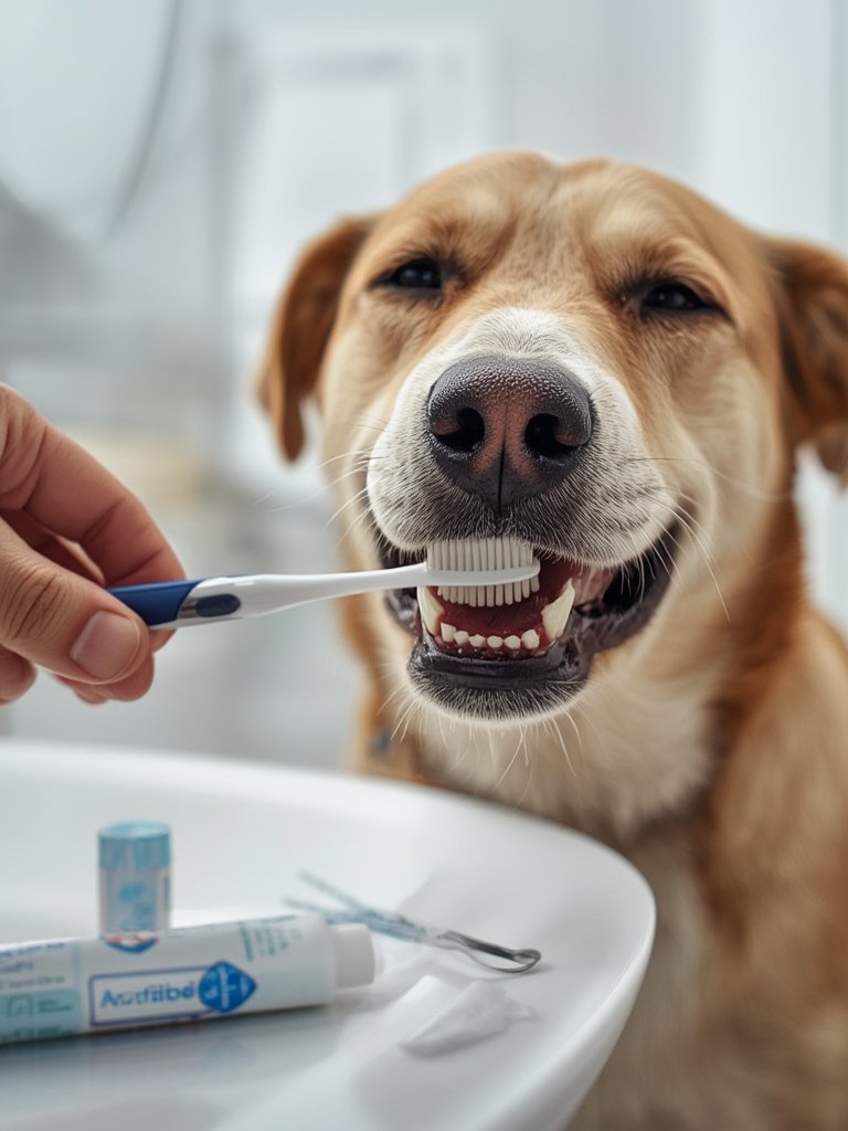 dog toothpaste in action