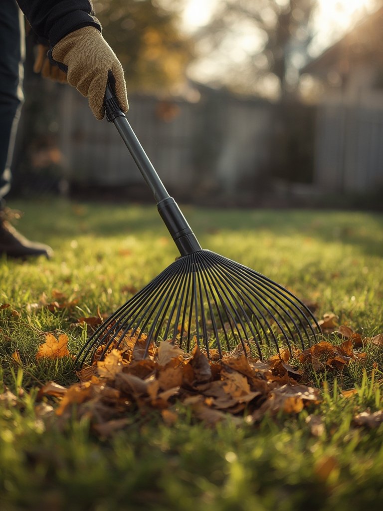 extendable rake in action
