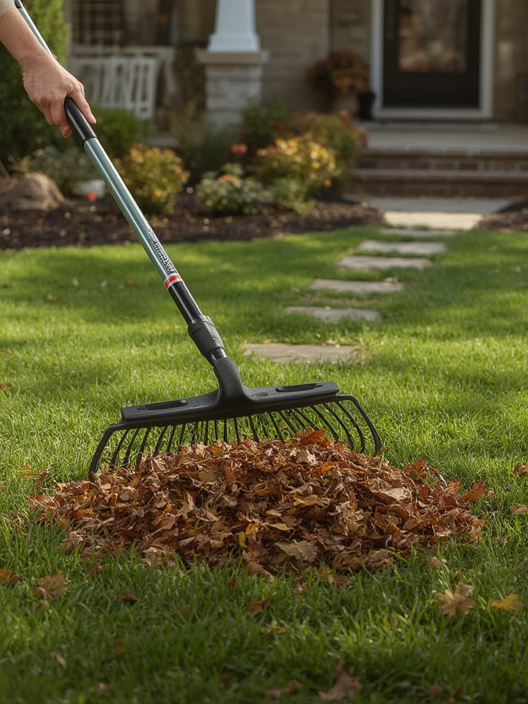 extendable rake in action