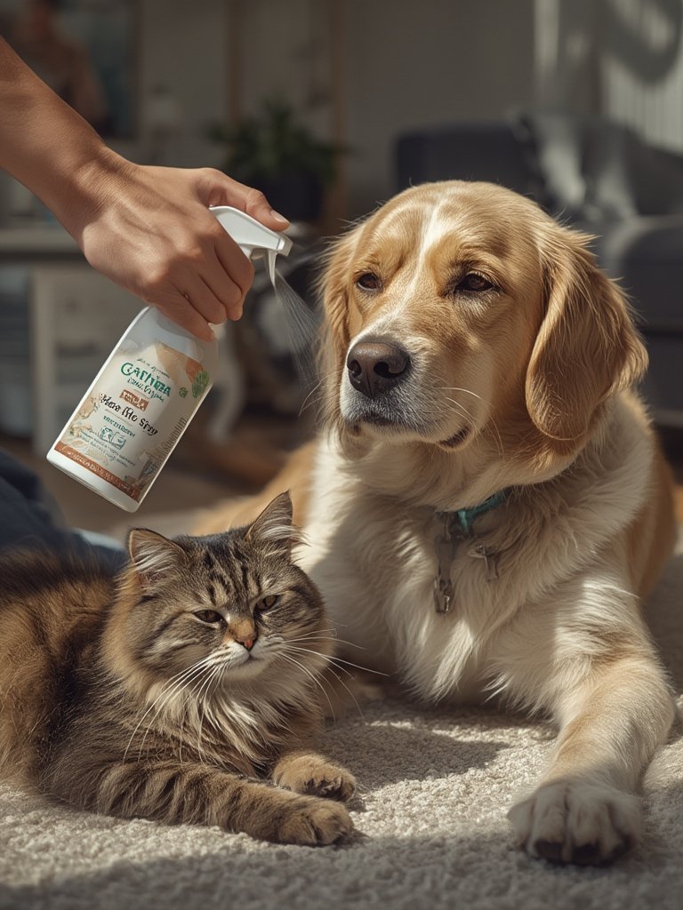 flea spray in action