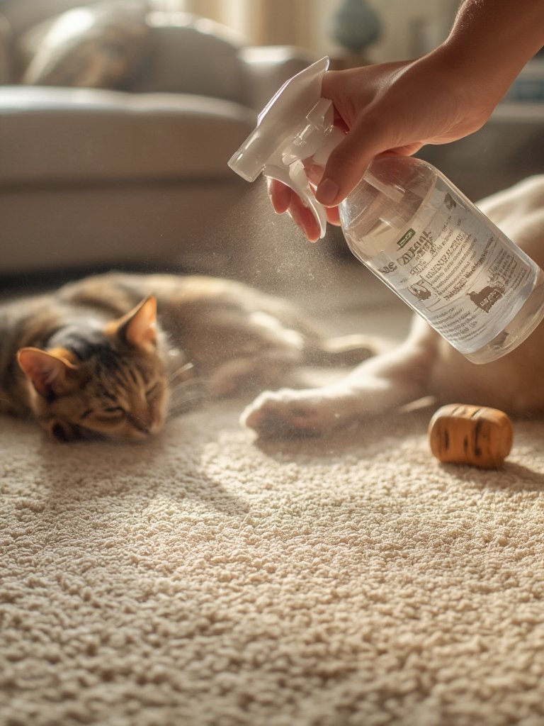 flea spray in action