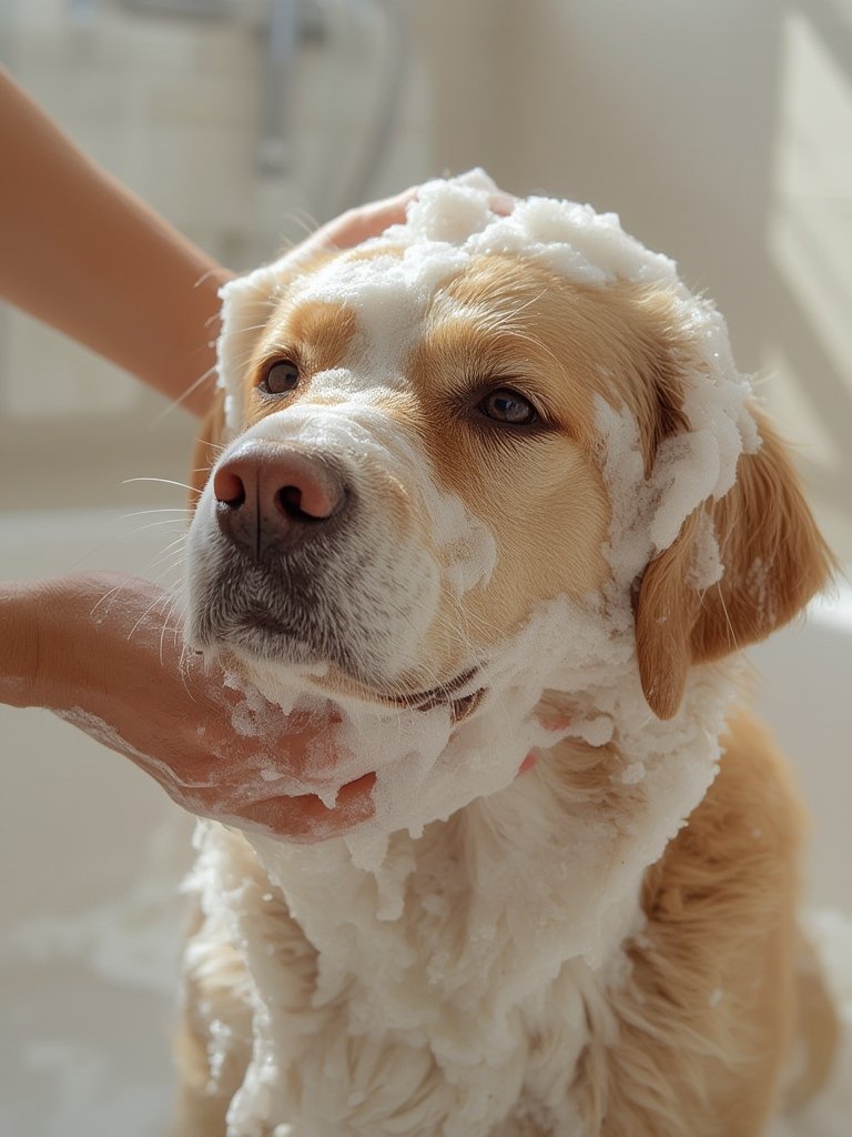 flea shampoo in action