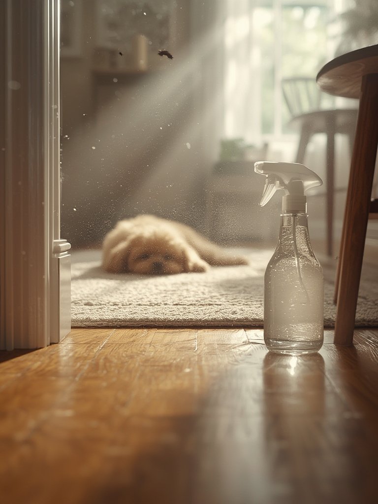 flea spray in action