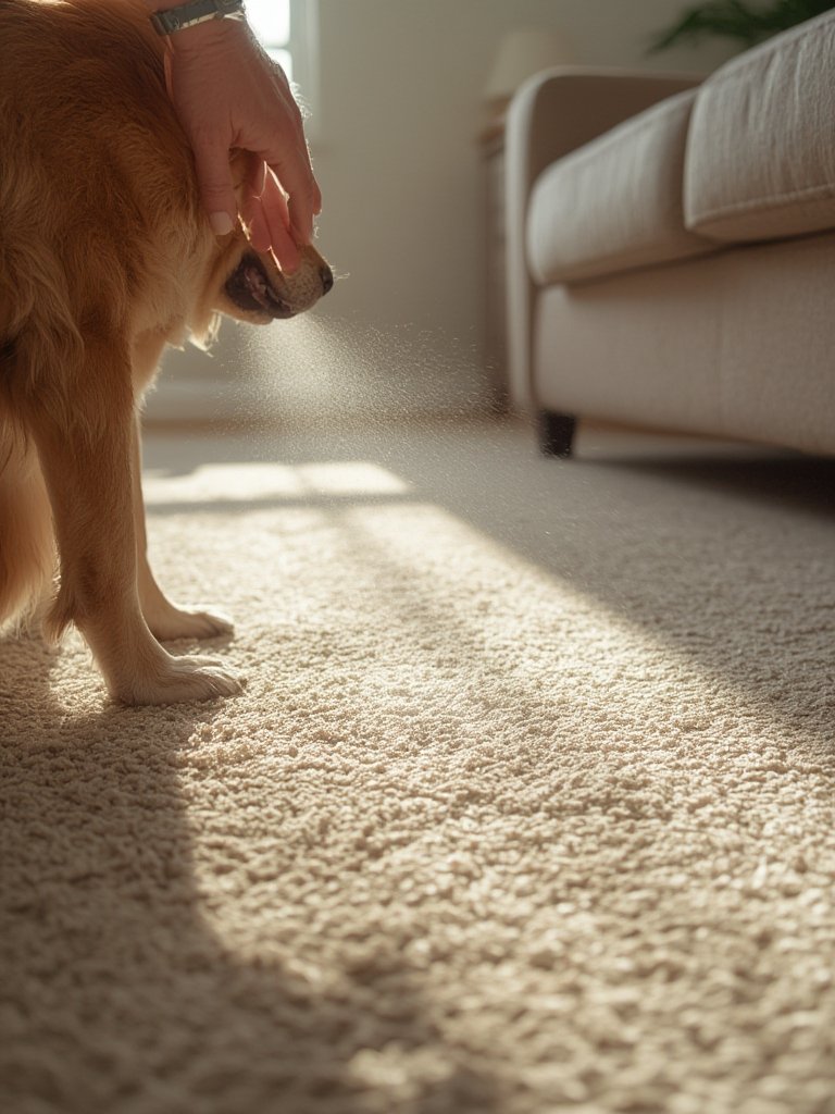 flea spray in action