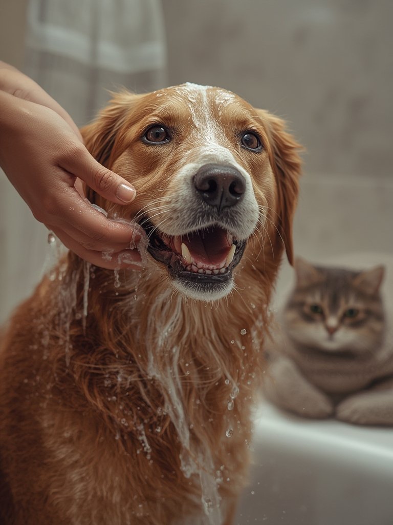 flea shampoo in action