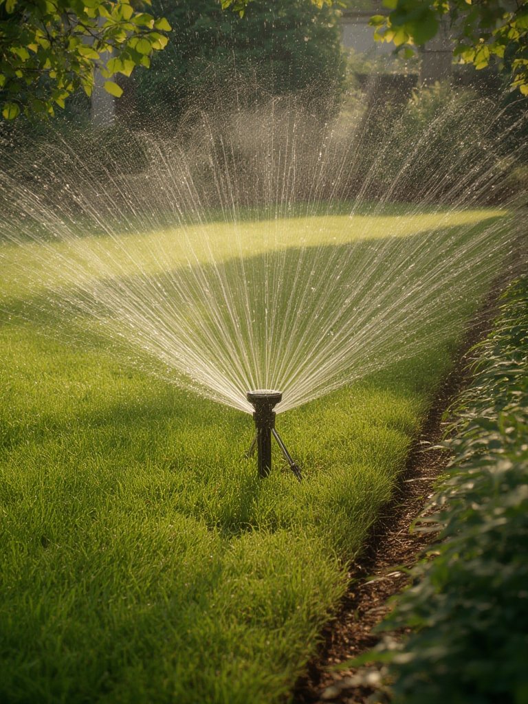 oscillating sprinkler in action