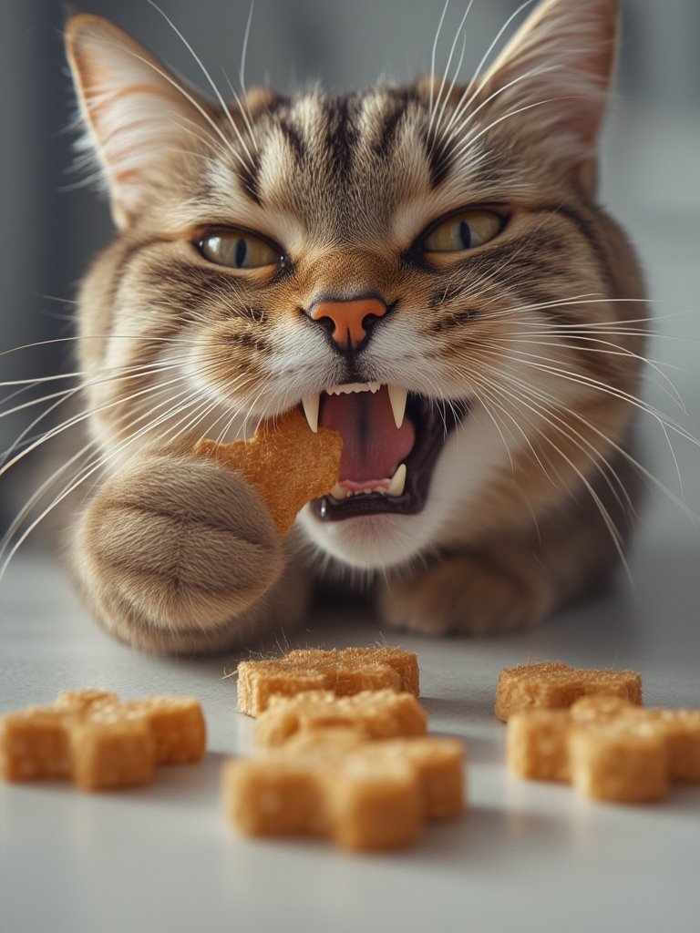 cat treats in action