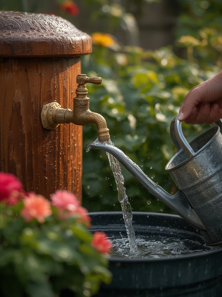 rain barrel in action