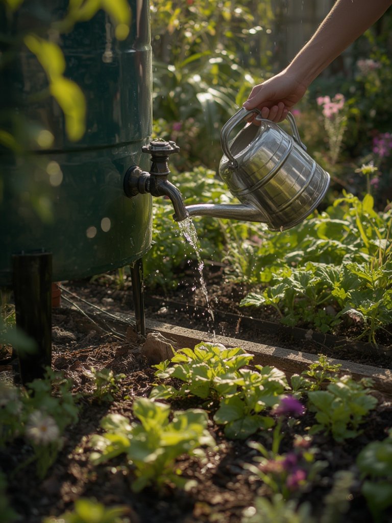 rain barrel in action