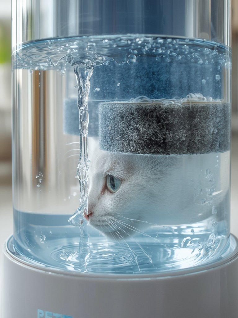 cat fountain in action