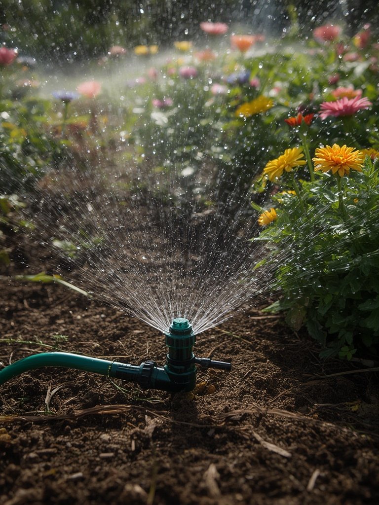 garden sprinkler in action