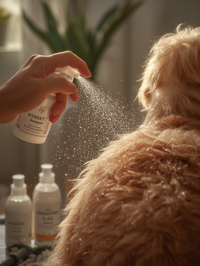 dog shampoo in action