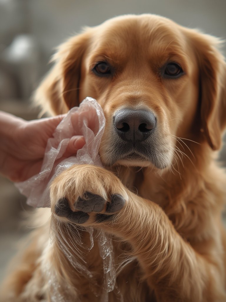 dog wipes in action